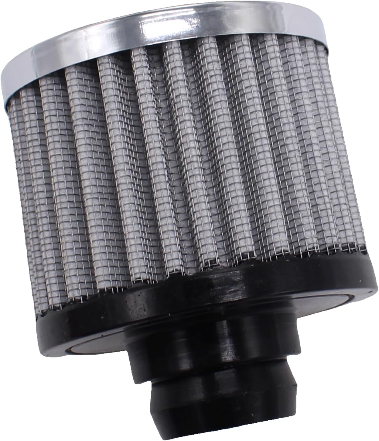 Chrome Valve Cover Push-In Breather Gray Filter Open Sided for 1-1/4'' Hole Rubber Grommet Base SI-AT20118 Universal Fit Chevy/Dodge/Mopar Models