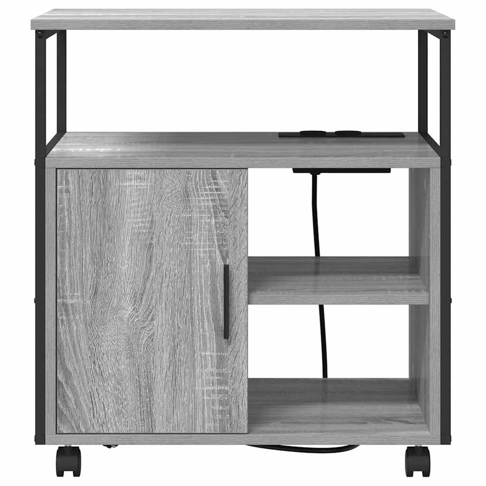Armadio con stazione di ricarica integrata, 61 x 46 x 67 cm, in legno Sonoma grigio, per ufficio e home office