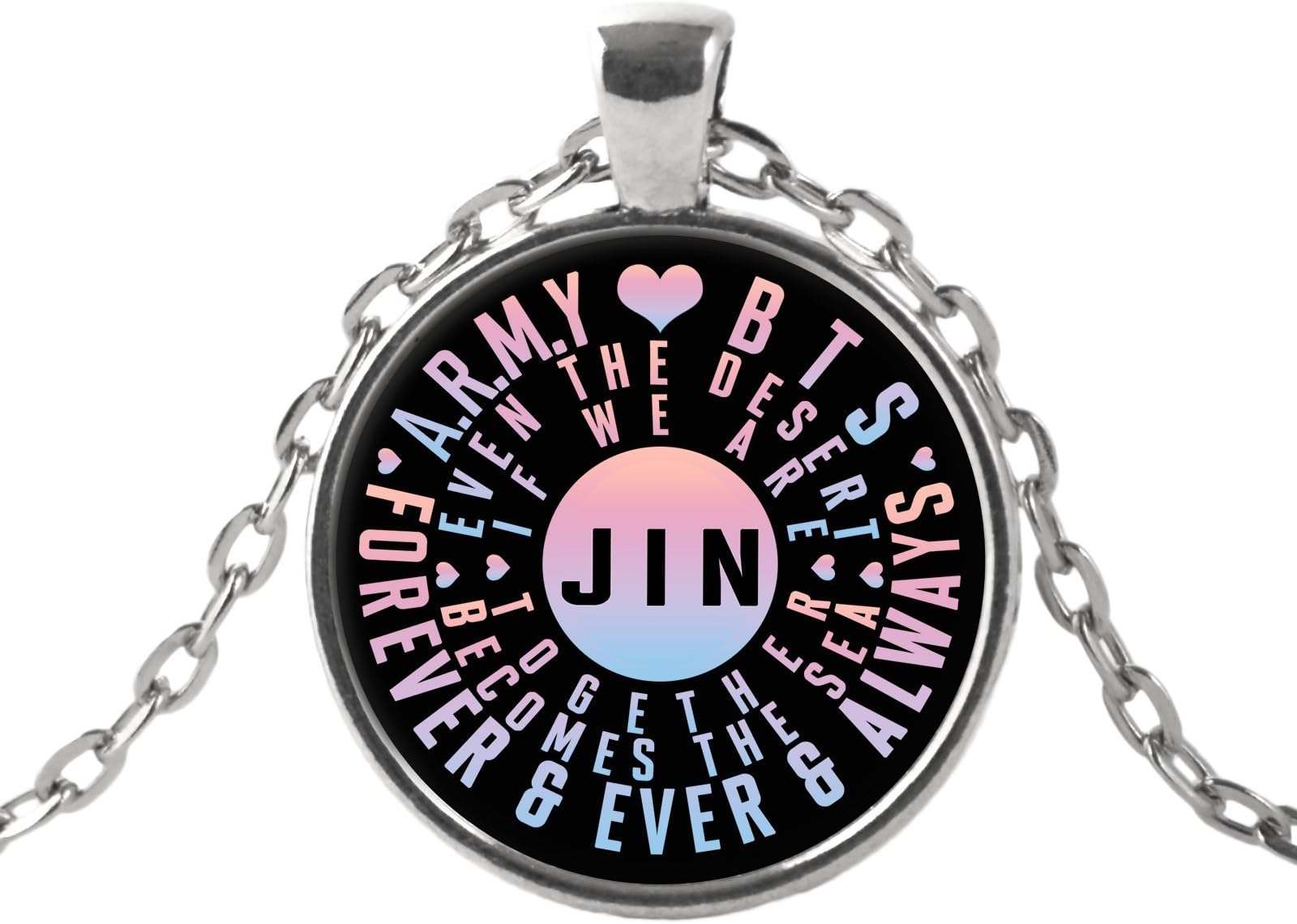 Ceqstar A.R.M.Y Love BTS Forever and Always (Jin) - 18” Adjustable Chain Necklace (Necklace - Nickel)