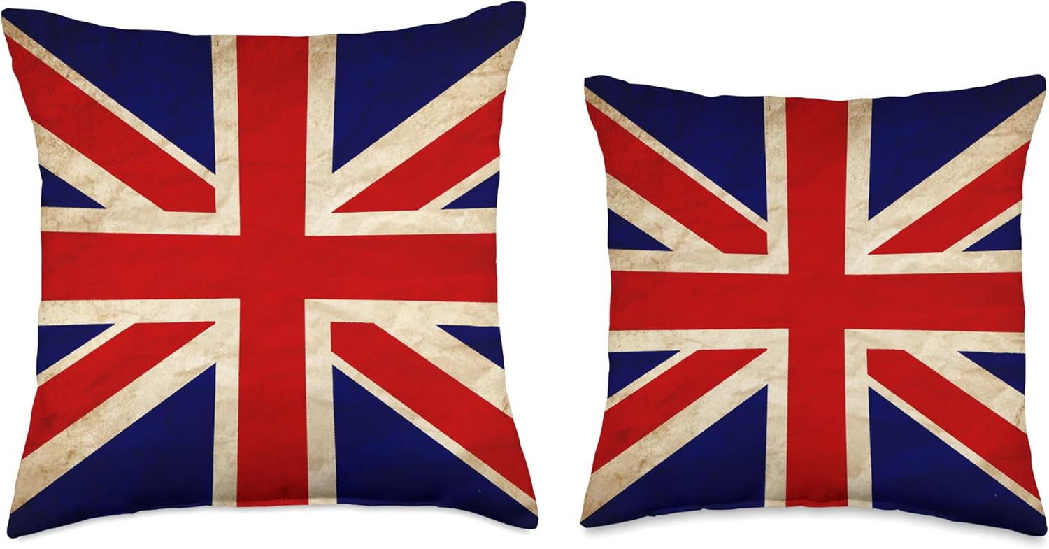 Union Jack Flag Great Britain British Flag Distressed Throw Pillow
