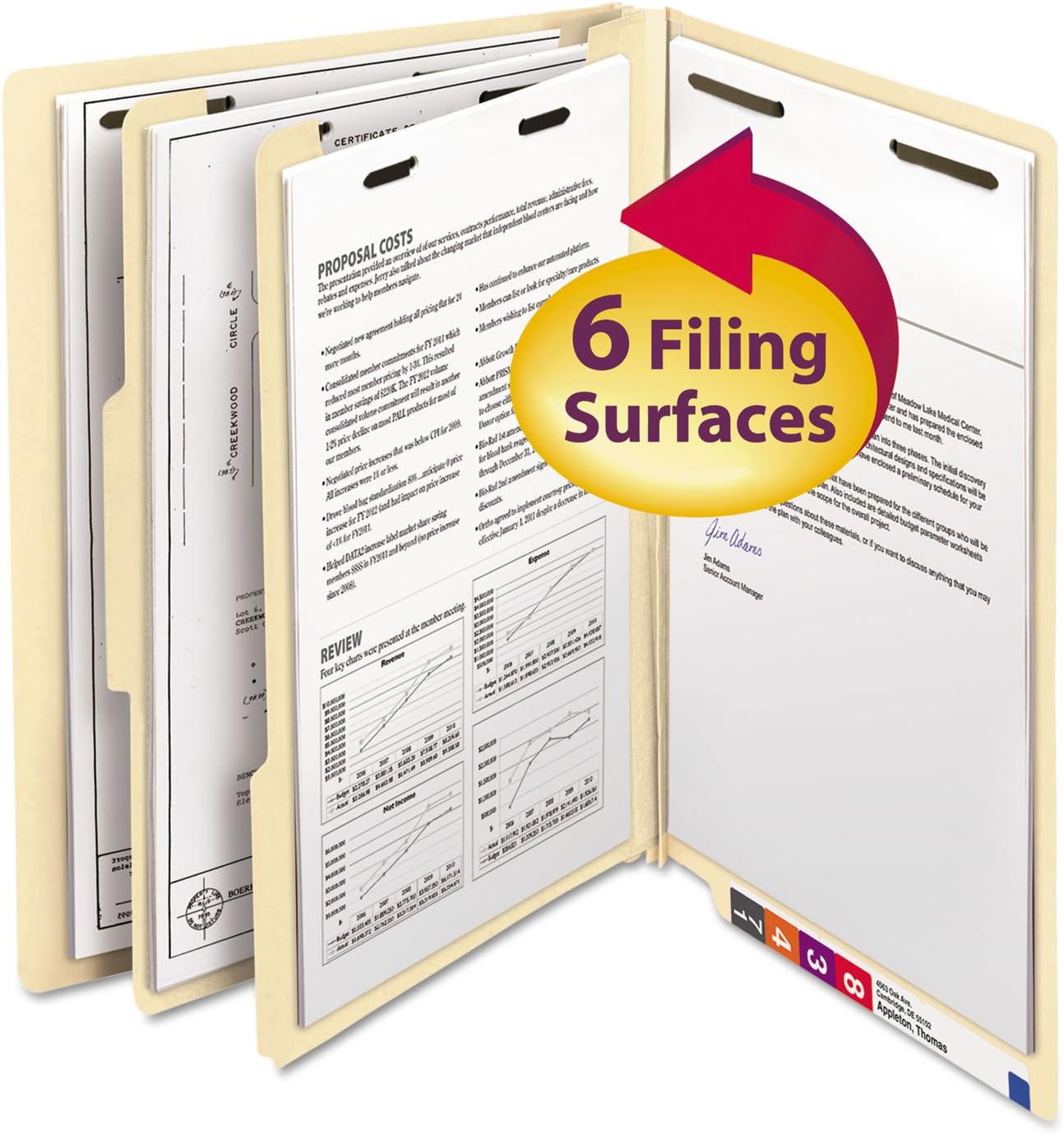 Smead 26835 Manila End Tab Classification Folders Letter Six-Section 10/Box