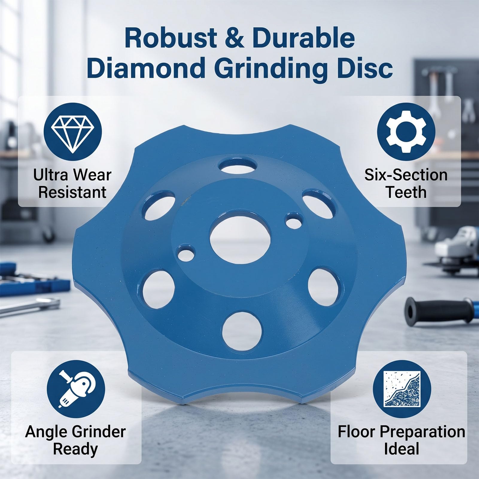 GOWENIC Kubek Diamentowy PCD 125mm |6 Segment Grinding Wheel For Angle Grinder Concrete Coating Remover