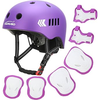 KAMUGO Kleinkind-Fahrradhelm-Set Kinderhelm f r Jungen und M dchen im Alter von 1 8 Jahren mit Schutzausr stung Knie- Ellenbogen- Handgelenkschoner f r Roller Skate Fahrrad Skateboard
