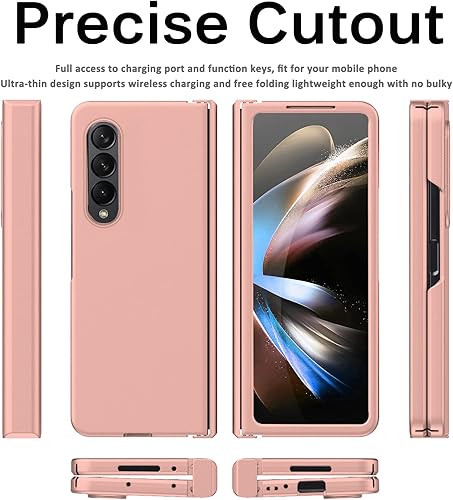 Miniatura 7 de Miimall Funda compatible con Samsung Galaxy Z Fold 4 con protector de vidrio duro todo incluido, antihuellas, a prueba de golpes, con bisagra, para