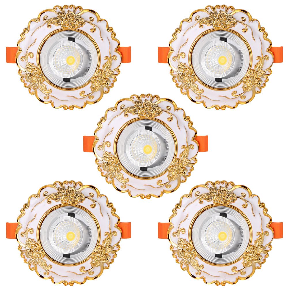 Downlight LED empotrable de Estilo Europeo, luminaria de Techo Regulable con Foco de adaptación Tipo Ojo de Buey de 3 CCT, Fuente de luz Ajustable, embellecedor Deflector de r,3W