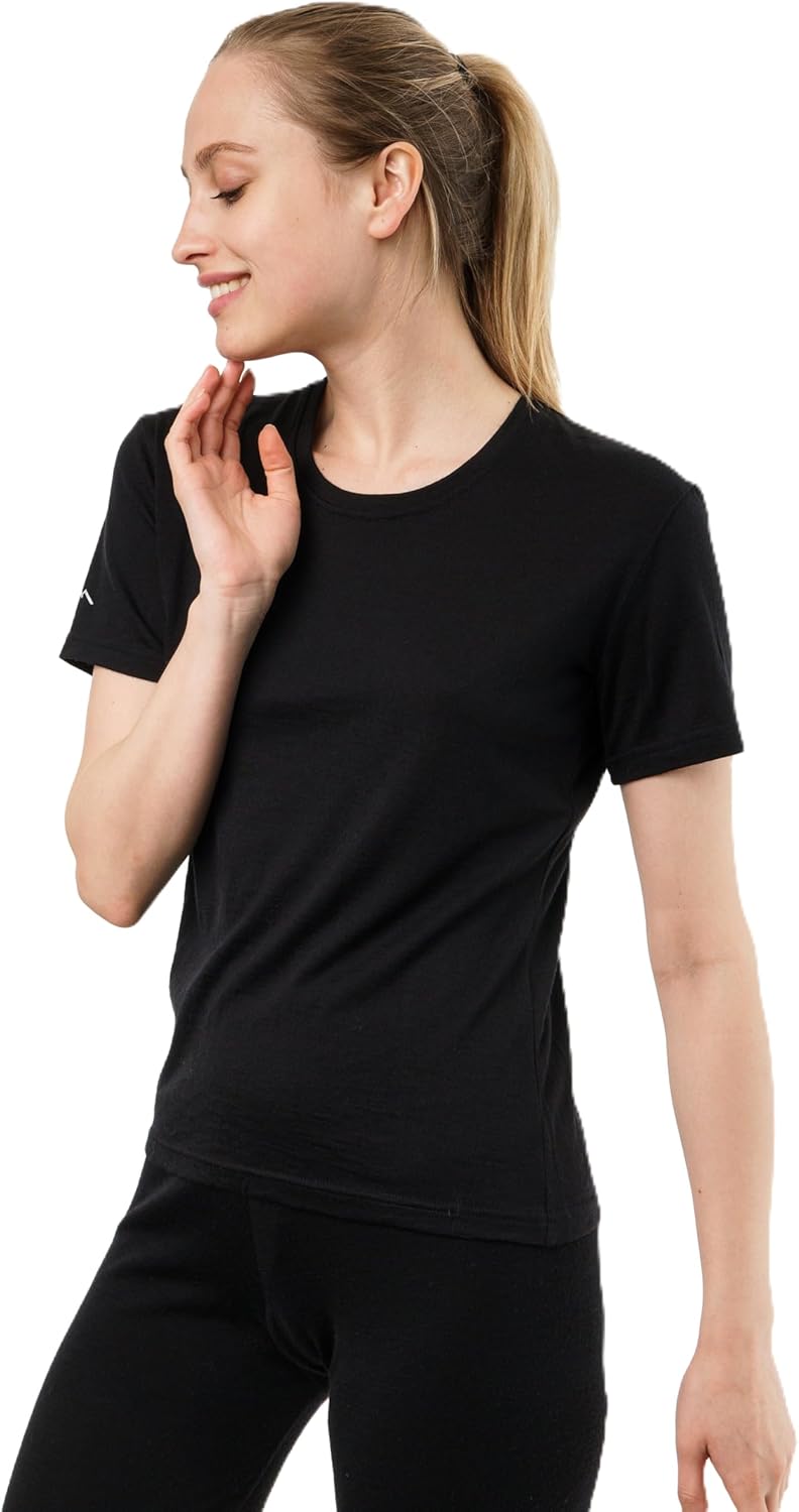 Merino.tech 100% Merino Wool Base Layer Women’s Shirt - Short Sleeve Tee for All Seasons