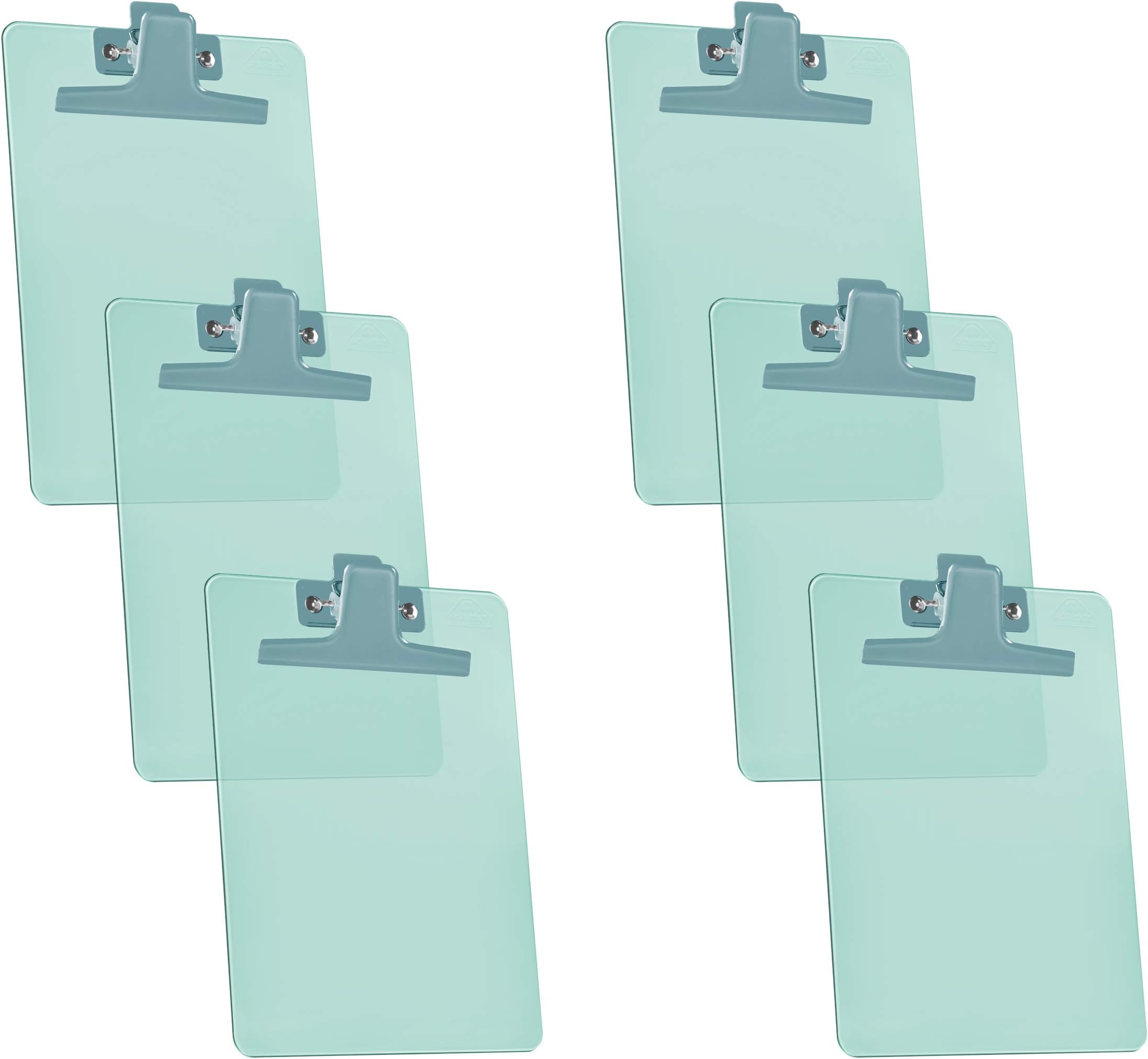 Acrimet Clipboard Memo Size A5 (9 1/4" x 6 1/3") Premium Metal Clip (Plastic) (Green Color) (6 Pack)
