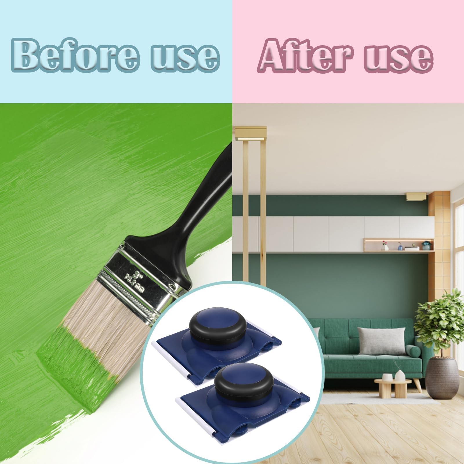Lot de 2 coupe-bordures de peinture bleue pour couper les bordures de peinture - Outil pour peinture murale, coins et bords pour vous aider à appliquer la peinture uniformément droite