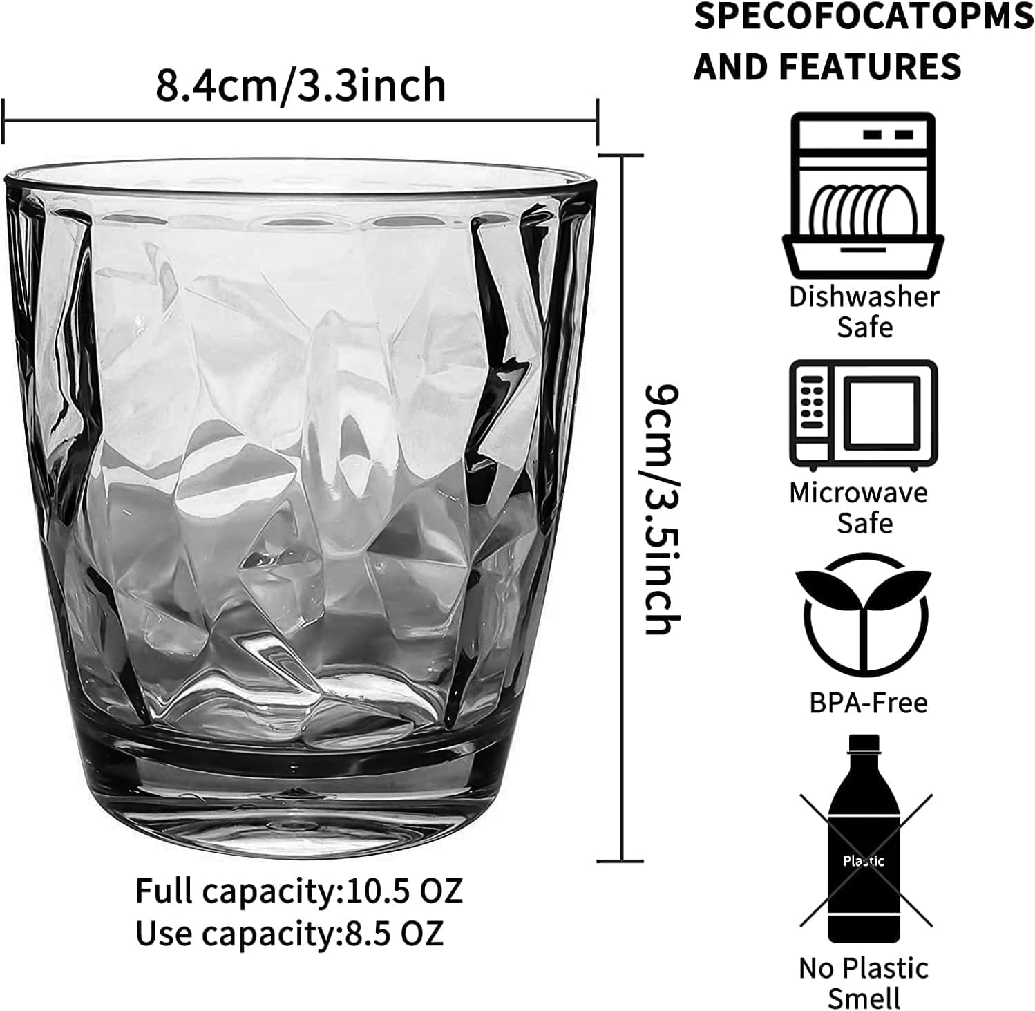Topsky Camping Gläser 284ml Kunststoff Wasserbecher 4er Set, unzerbrechlich Kunststoff Gläser, Weinbecher, geeignet für heiße und kalte Getränke, spülmaschinenfest, stapelbar