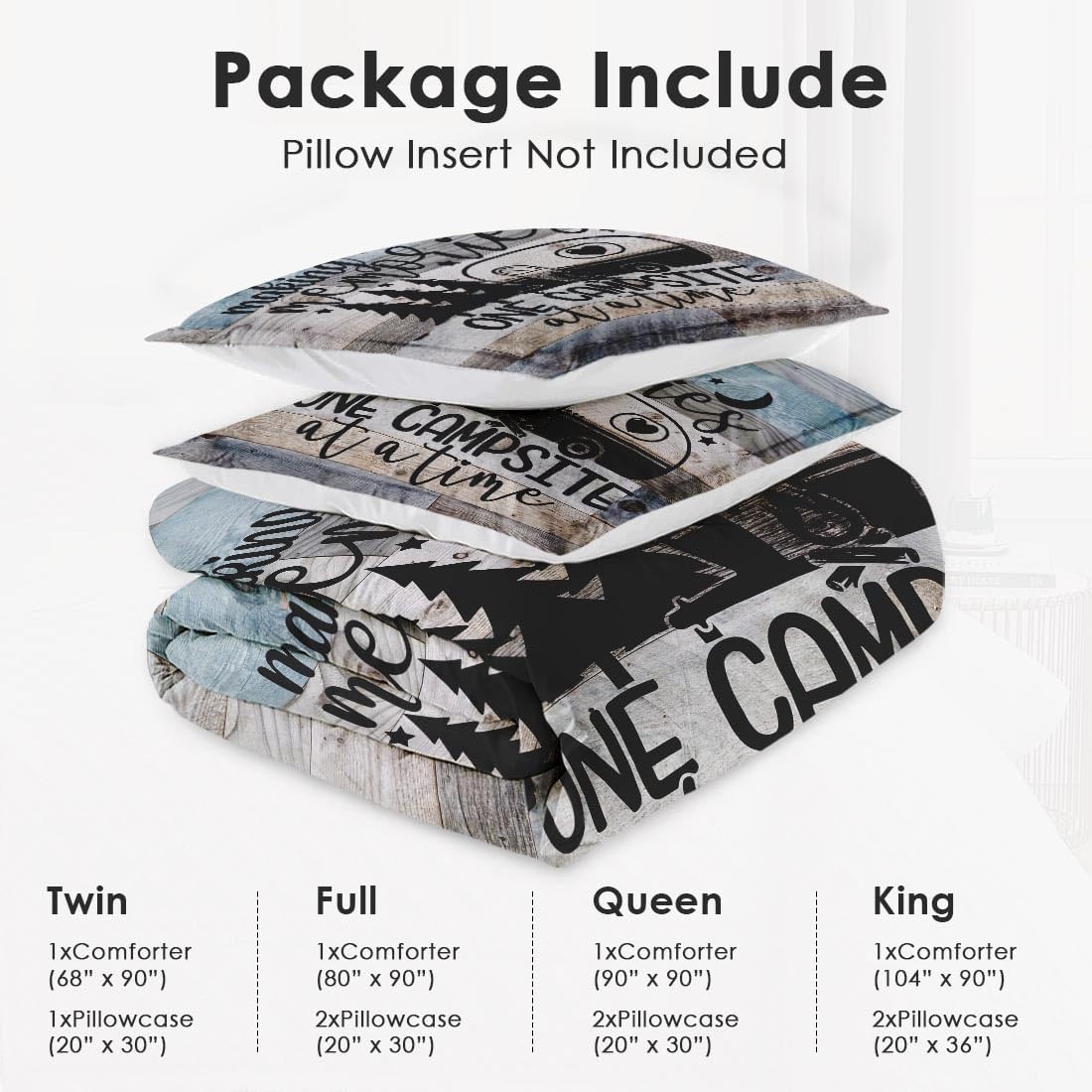 Queen Size Comforter Set with 2 Pillowcases, Inspirational Vintage Winter Retro Camp Soft 3 Pcs Bedding Set for Kids and Adults Bedroom Bed Decor - Image 6