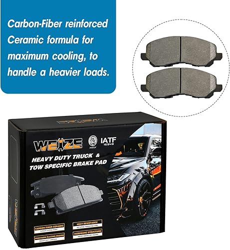 Miniatura 3 de WEIZE Kit de pastillas de freno de cerámica de fibra de carbono delantera y rotores ranurados perforados, compatible con Jeep CompassPatriot Dodge