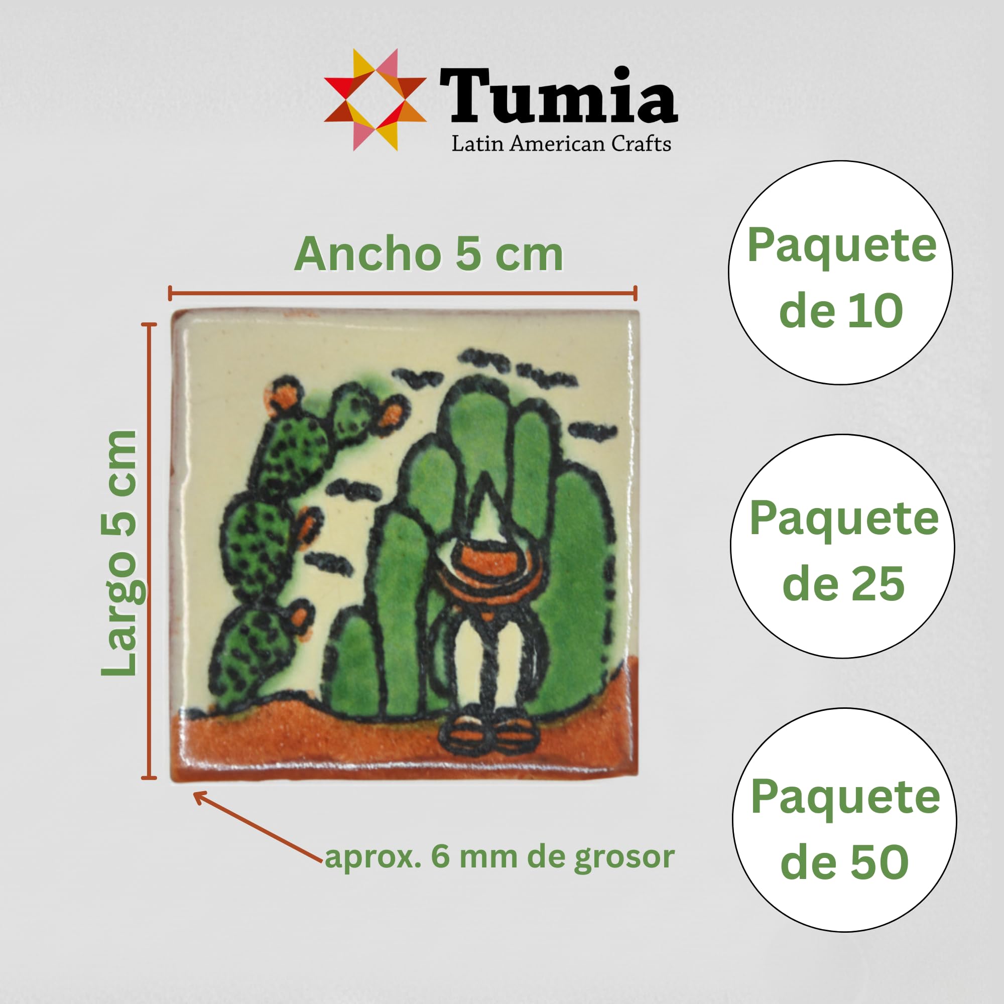 Tumia LAC Azulejos Mexicanos Artesanales de Talavera de 5cm