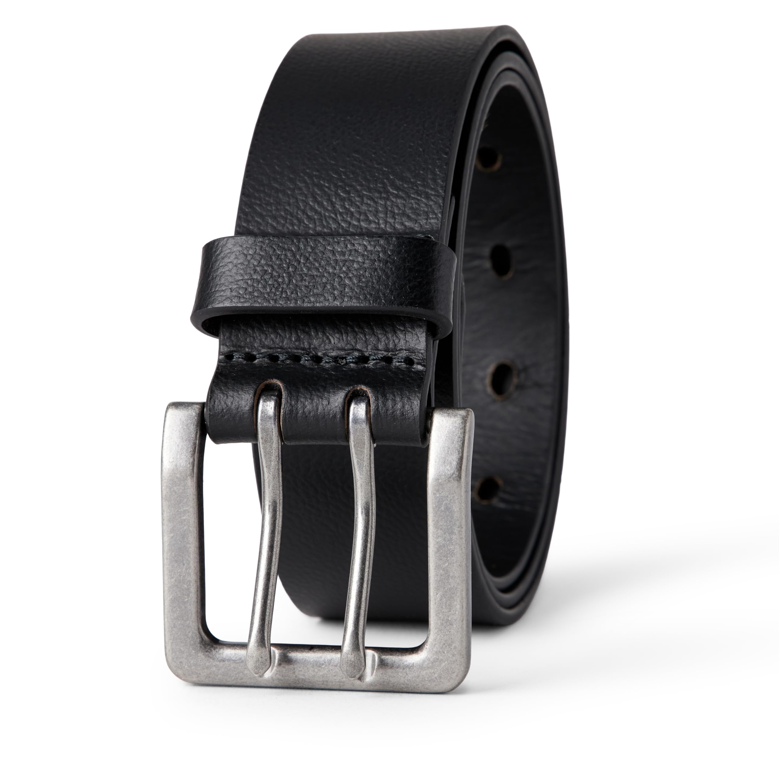 Amazon Essentials Men's Double Prong Leather Belt, Black, 34