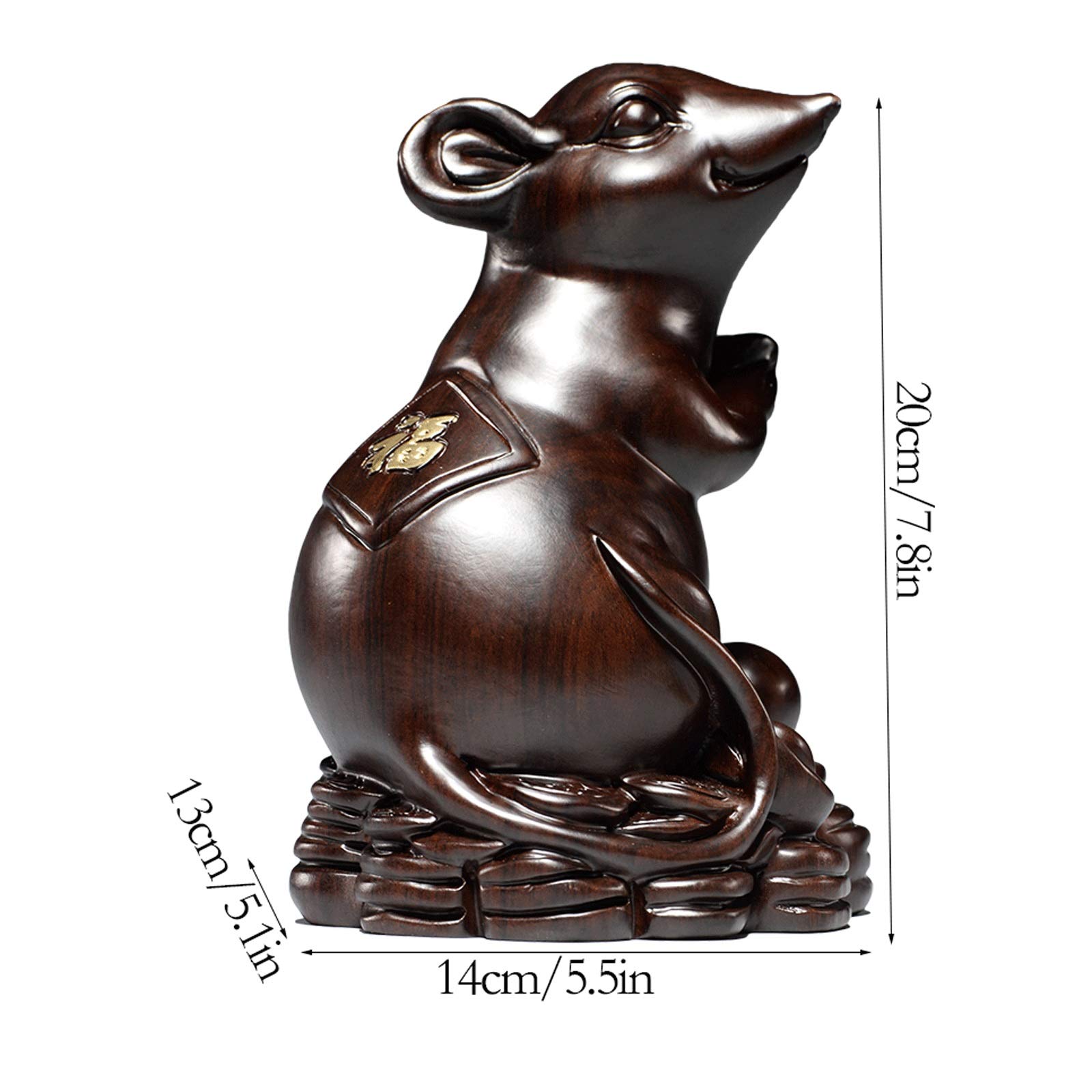 Wystrój domu, Dekoracja posągów Hebanowe rzeźbione ozdoby szczurów, chiński szczur zodiakalny Dekoracje domowe/Posągi zwierząt Feng Shui, najlepszy wybór na prezenty Dekoracje rzeźbiarskie
