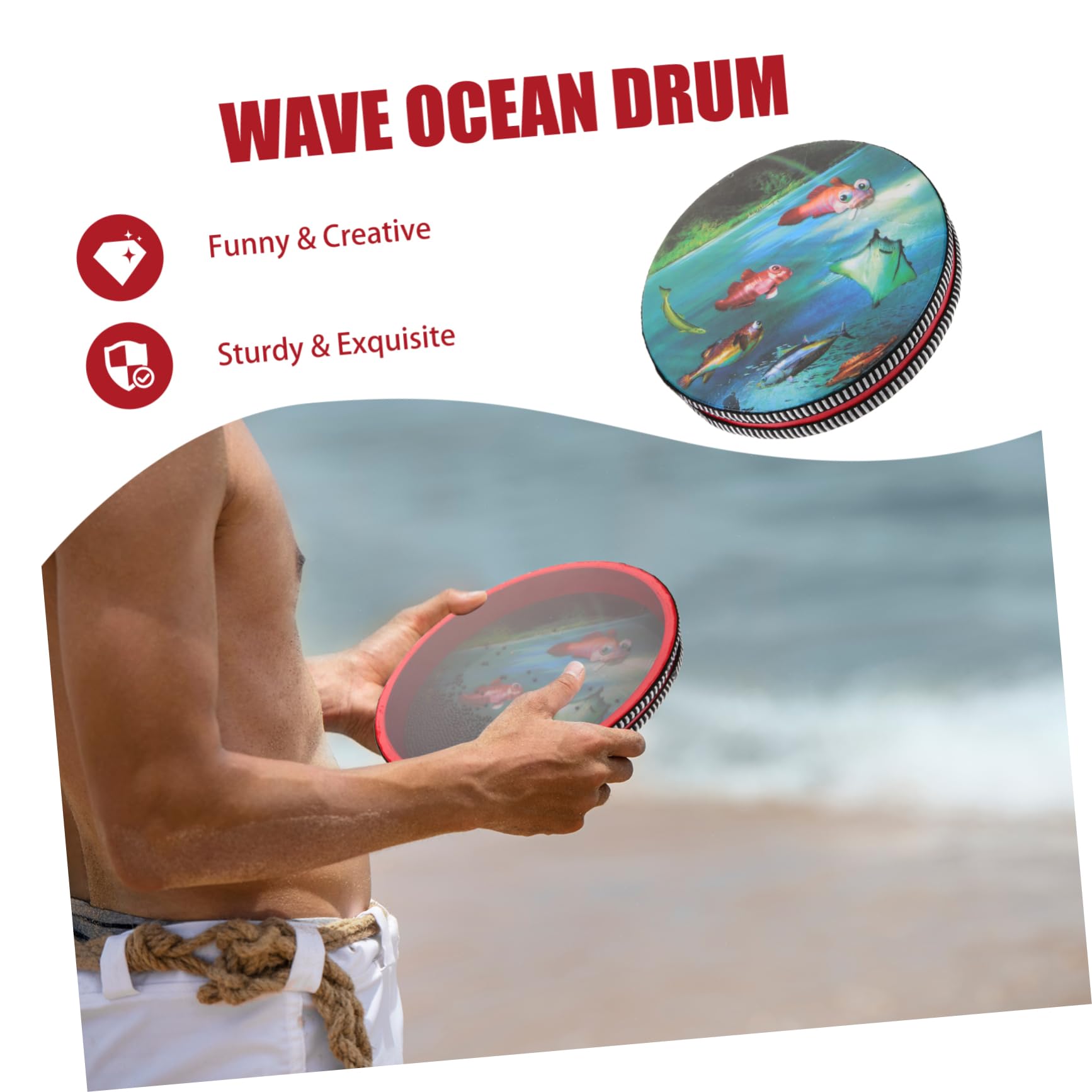 Tamburo Oceanico Rotondo Perline Riempite All'interno Per Creare Effetto Sonoro Dell'oceano Strumento Musicale Educativo Per Bambino Piccolo
