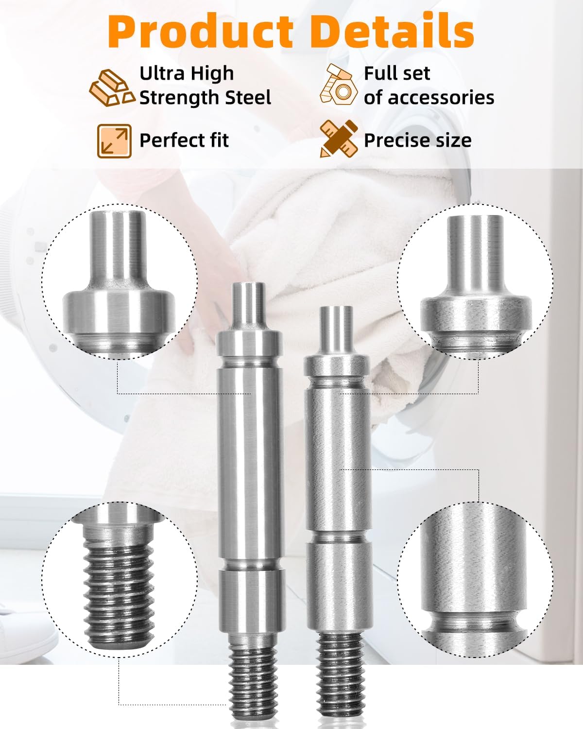 WPW10359270 & WPW10359269 Dryer Drum Support Roller Shaft Kit