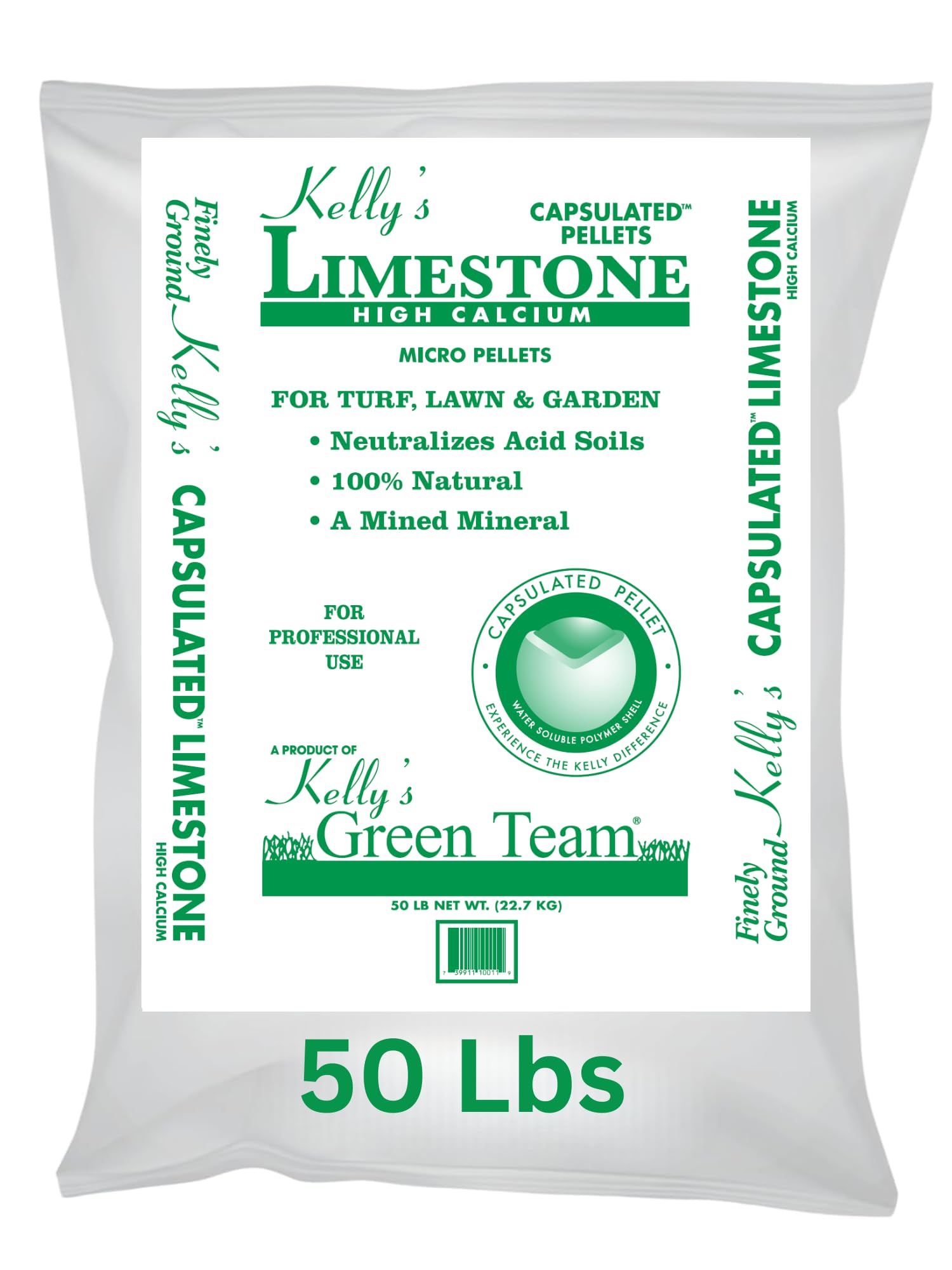 Kelly's Capsulated Limestone Pellets - 50lb Bulk Bags - for Turf, Lawn, and Garden(High Calcium Micro Pellets)