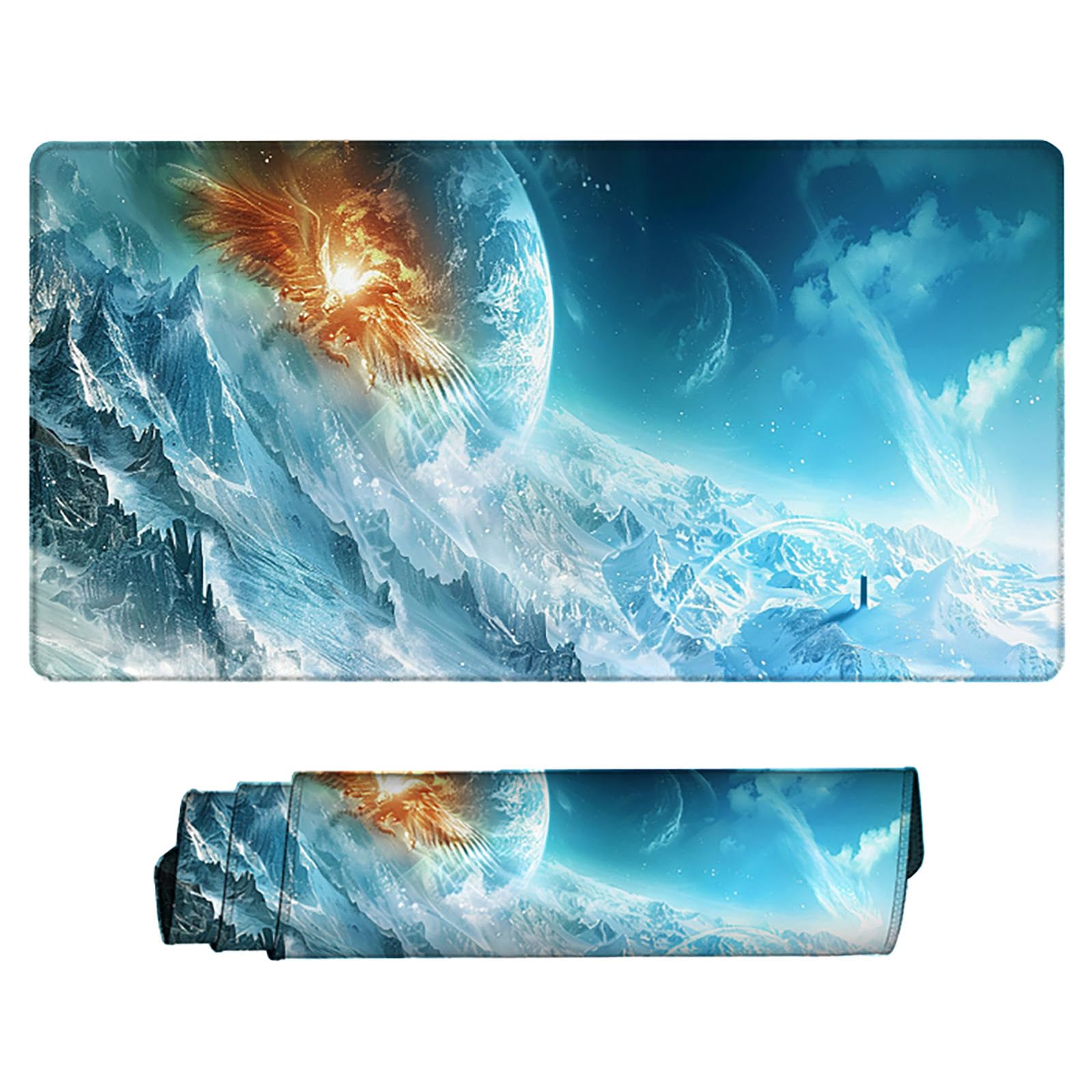 Biała podkładka pod mysz XXL, podkładka na biurko, 1200 x 600 cm, szyte krawędzie, podkładka pod mysz, gumowa podstawa, planeta gamingowa, stabilna przyczepność na gładkich powierzchniach,