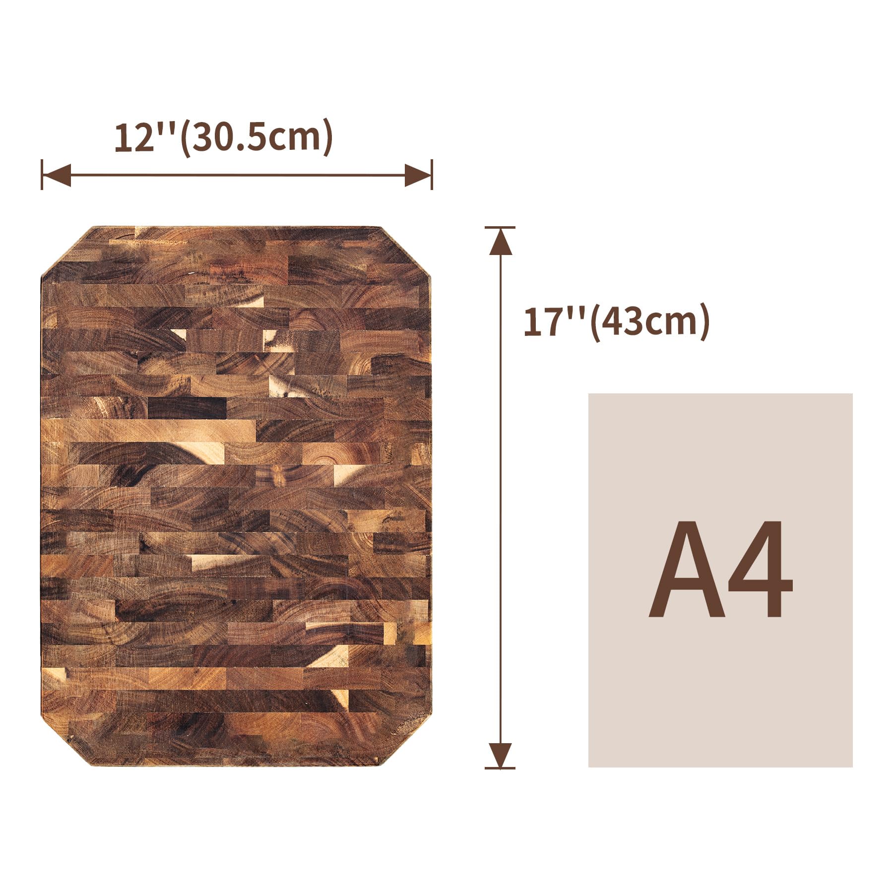 Utoplike Tabla de Cortar de Acacia para Jugo y Asas, 43 x 30,5 x 3,5 cm | Bloque de Carnicero Cocina con Ranura, Tabla Cortar de Madera para Carne, Verduras y Queso