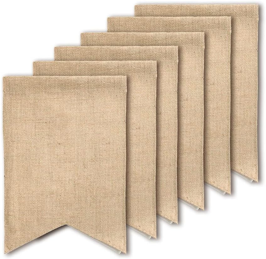 Muka 6 Pcs Blank Garden Decorative Flags, Burlap Banner Flags for Decorating, 12" X 18"-Ruffle Flag