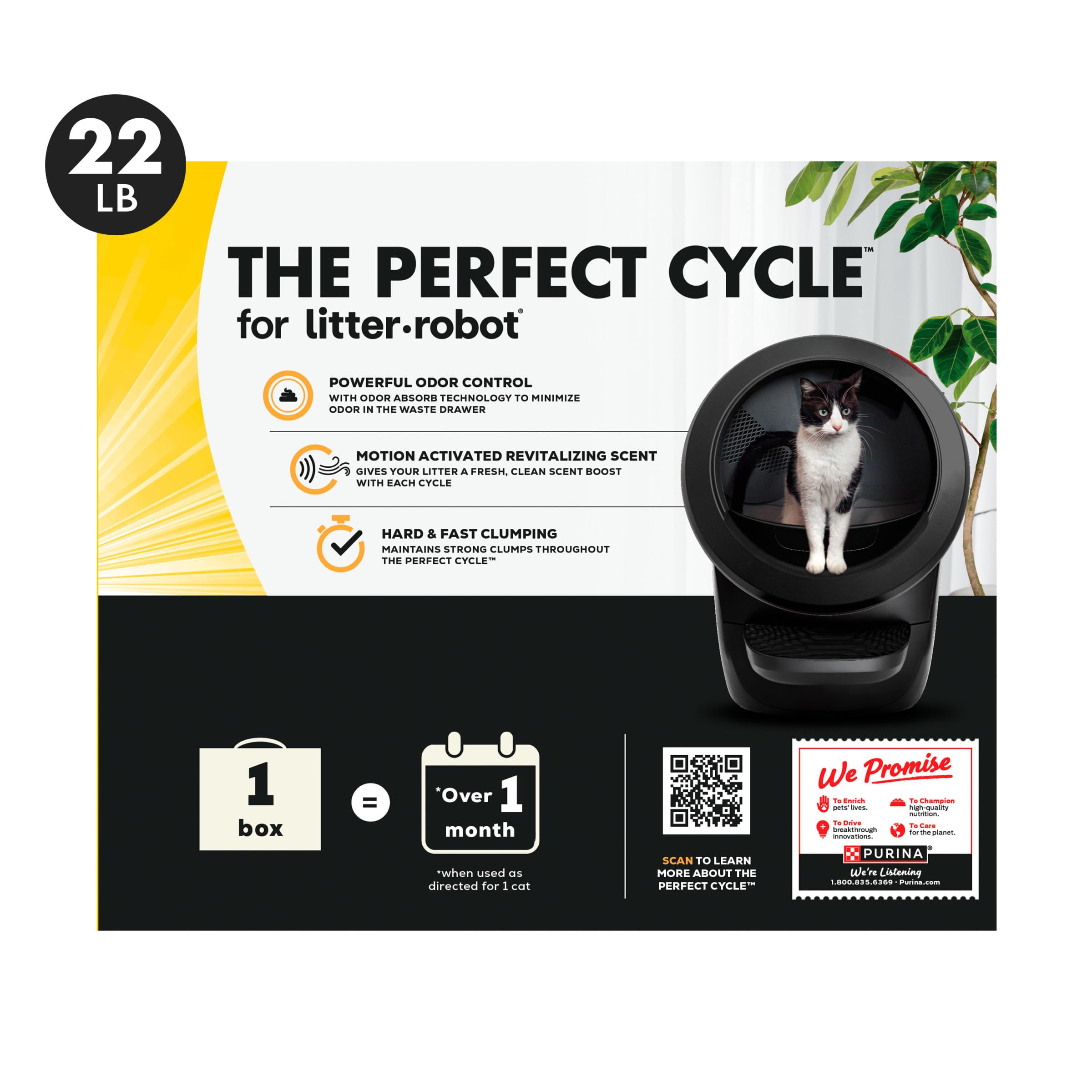 Purina Tidy Cats Arena para Gatos, fórmula de Control de olores para Gatos con Robot aglutinante, Caja de 22 Libras