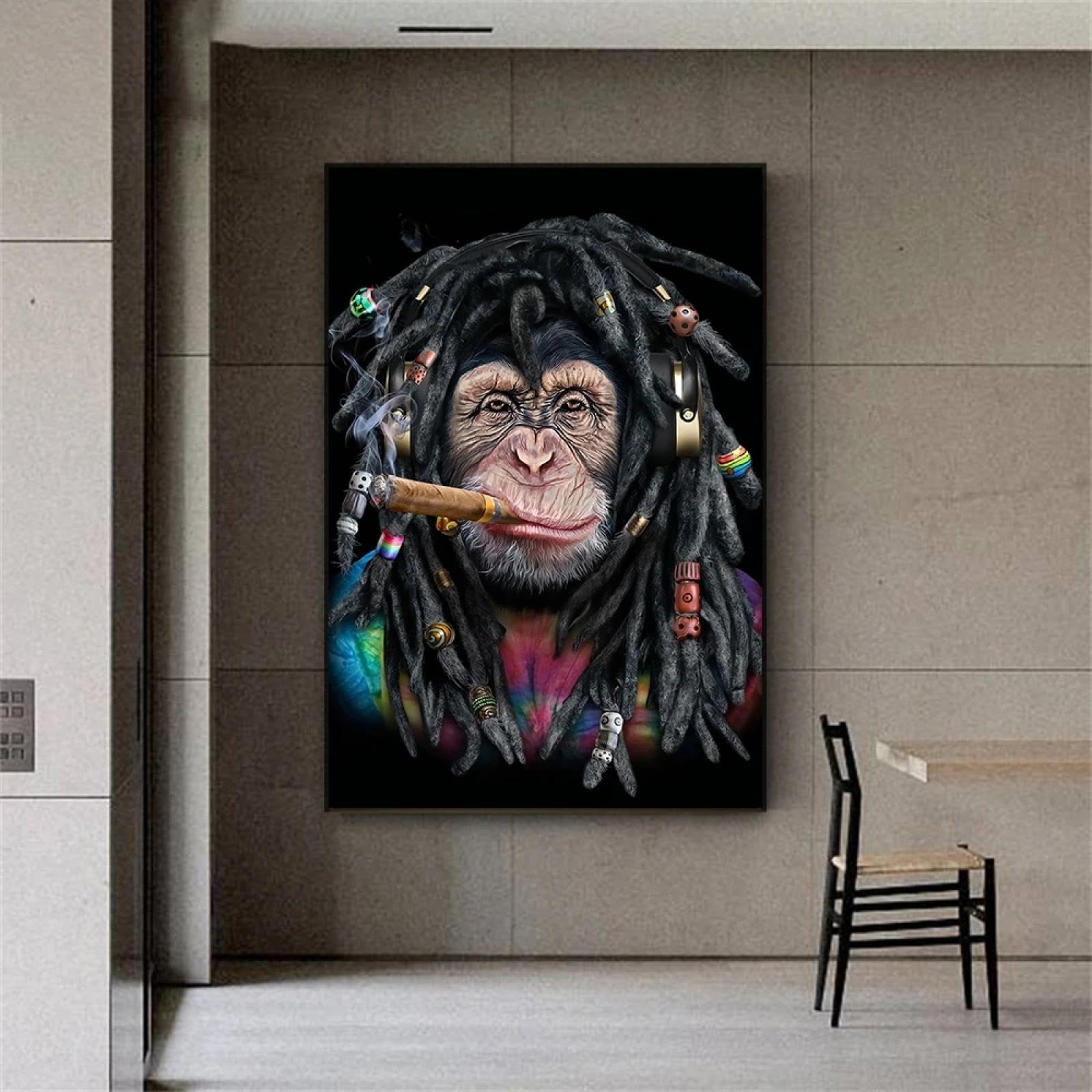 GEMMII Hippie Monkey Poster Funny Monkey Print Monkey with Rasta