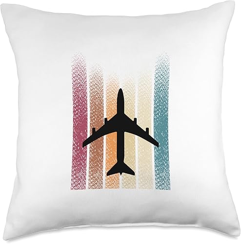 Cadeau Pilote Avion Vintage Aviation Vintage Retro Airplane Pilot Gift Idea for Men Stewart Throw Pillow, 18x18, Multicolor