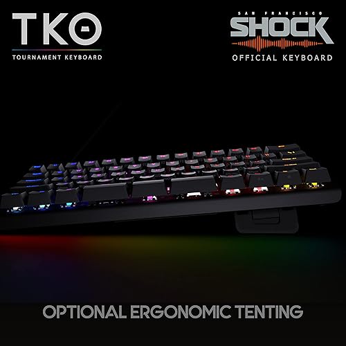 Miniatura 4 de KINESIS Teclado mecánico TKO para juegos Interruptores táctiles marrones Diseño del 60% Barra espaciadora dividida Hotswap Teclas PBT Cuerpo