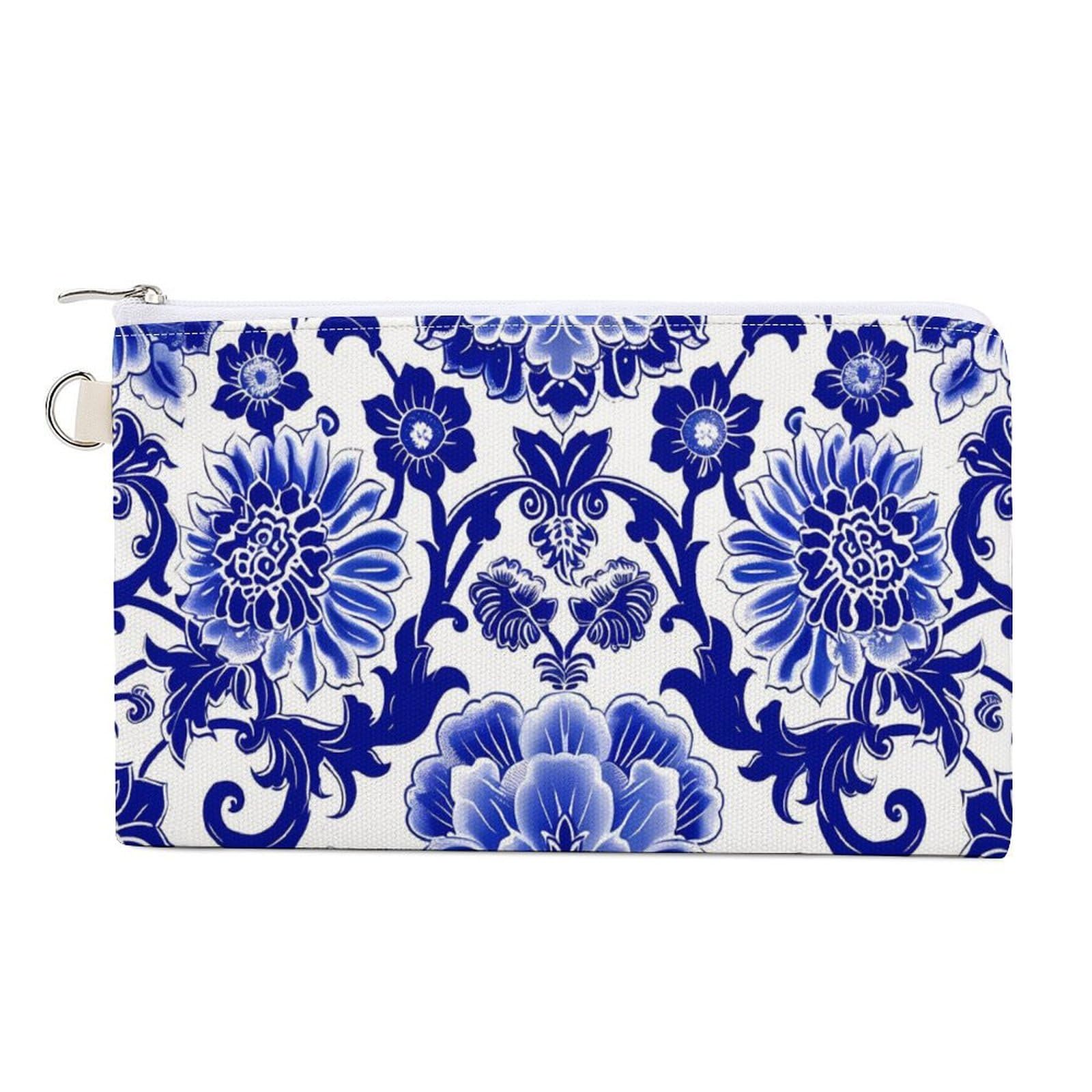 Blue And White Porcelain Small Coin Purse Canvas Wallet Bag Portable Change Pouch Make Up Organizer for Travel Office
