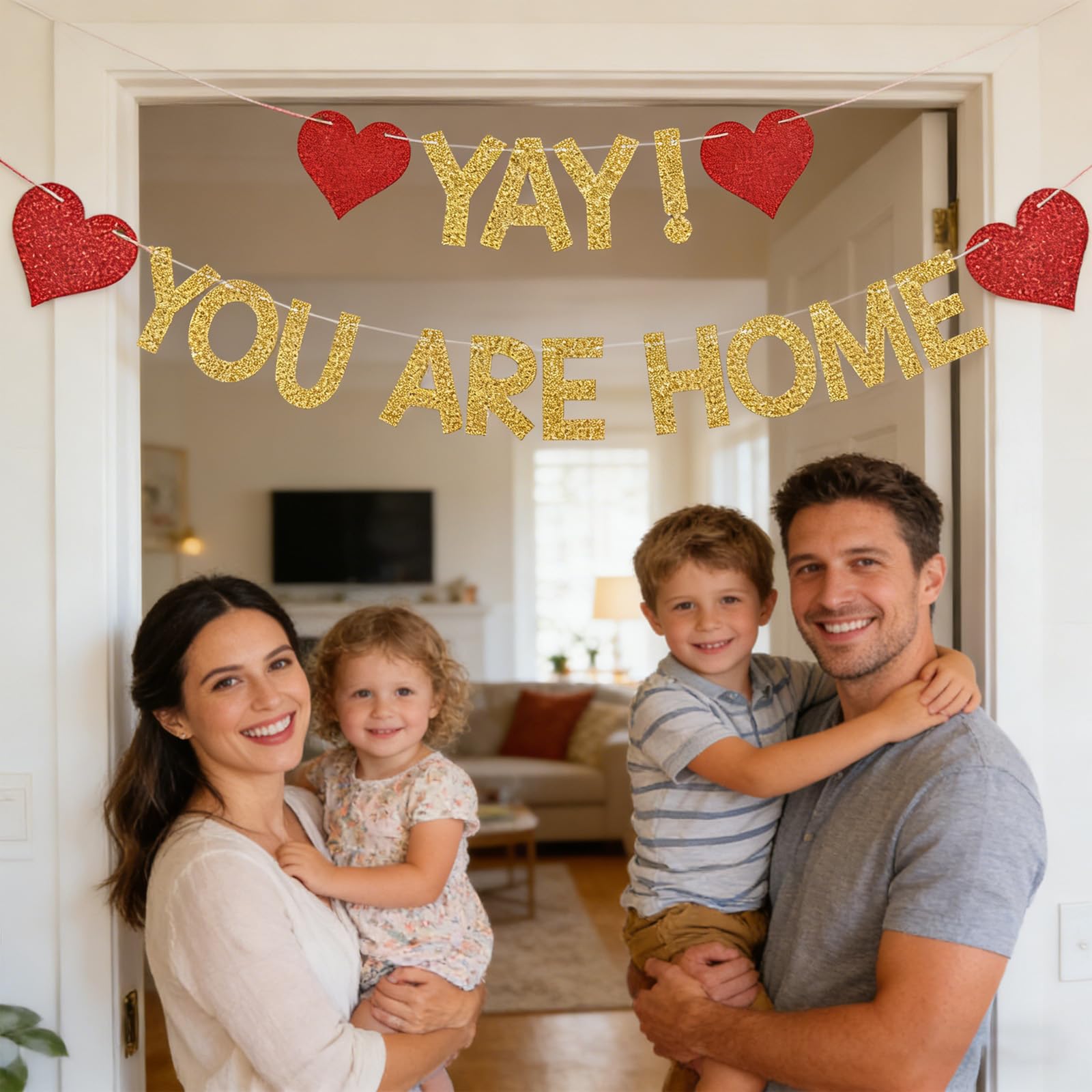 Golden Welcome Home Decorations, Welcome Home Banner for Military Homecoming Celebrations and Family Reunion Parties - Image 3