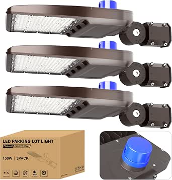 JC-LGL 150W LED Shoebox Parking Lot Light - 21,000LM, 5000K, Dusk To Dawn, IP65 Waterproof With Arm Mount