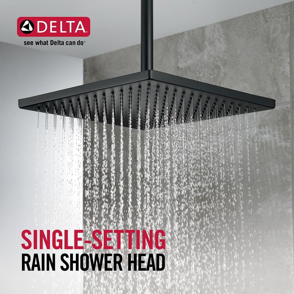 Delta 52159-BL25 Single-Setting Metal Raincan Head, Without Shower Arm, Matte Black