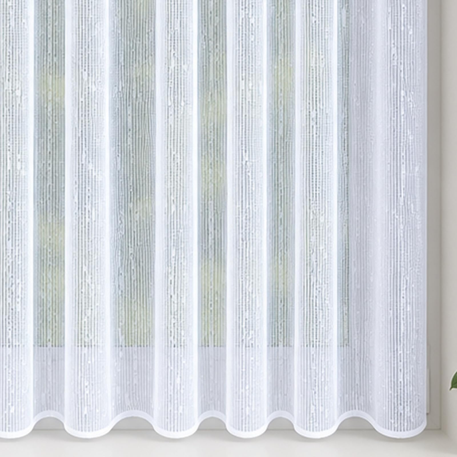 45" (115cm) Drop - Aston White Textured Vertical Stripe Semi Plain Lace Net Curtain With Straight Hem - Choose Your Design - Sold By The Metre - Supplied In One Continuous Piece - Slot Top