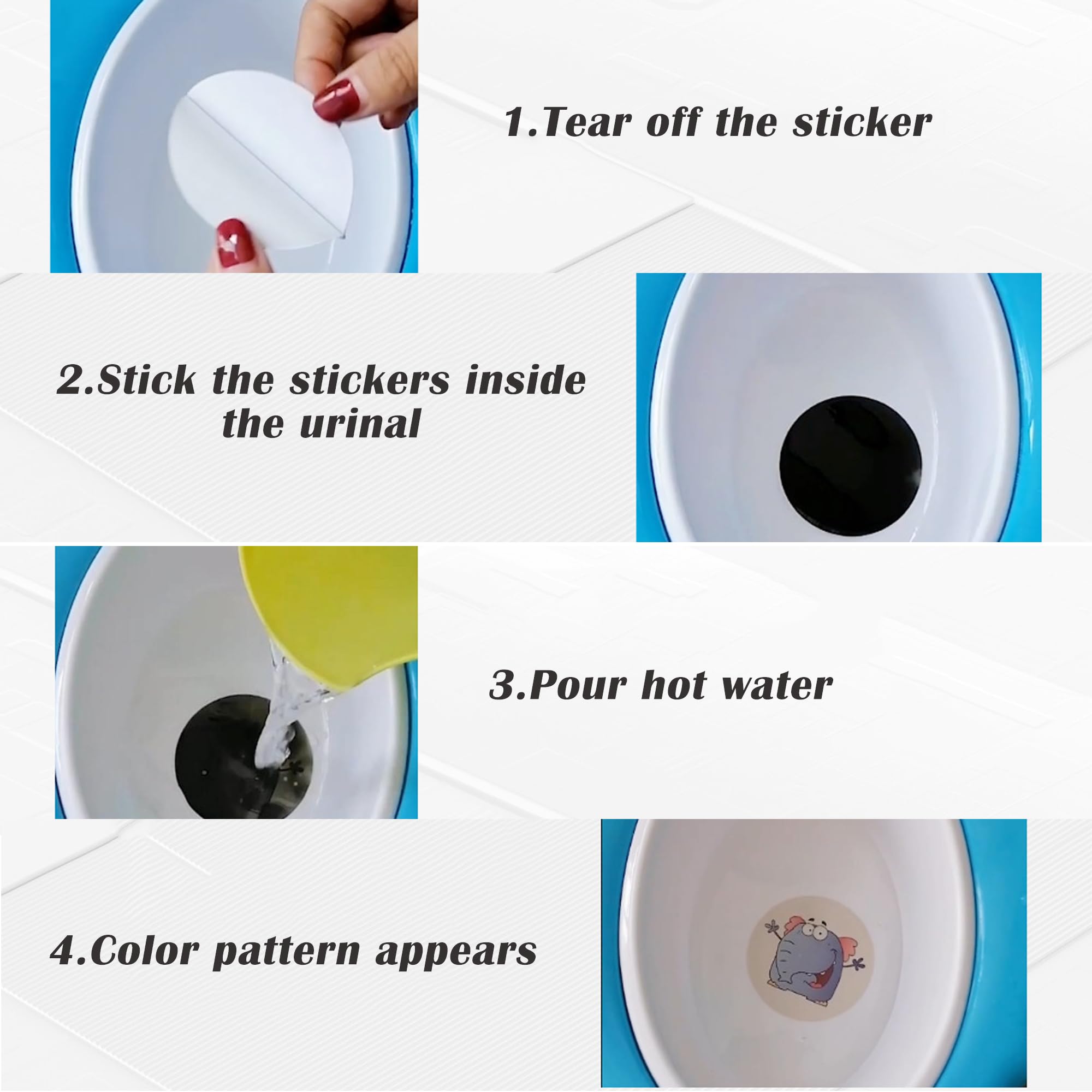 Kids Pack – Autocollants Pour Enfants Pour Apprentissage De La Propreté/ Apprentissage De La Propreté Des Garçons Avec Applicateur D'autocollants – Se Colle Sur Une Surface Humide