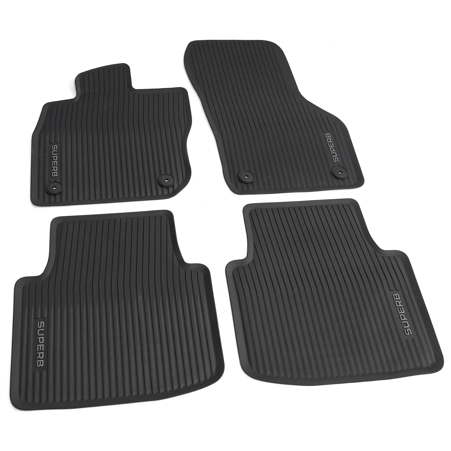 Skoda 3P1061500 Fußmatten Premium Allwettermatten 4X Gummimatten, schwarz, mit Superb Schriftzug