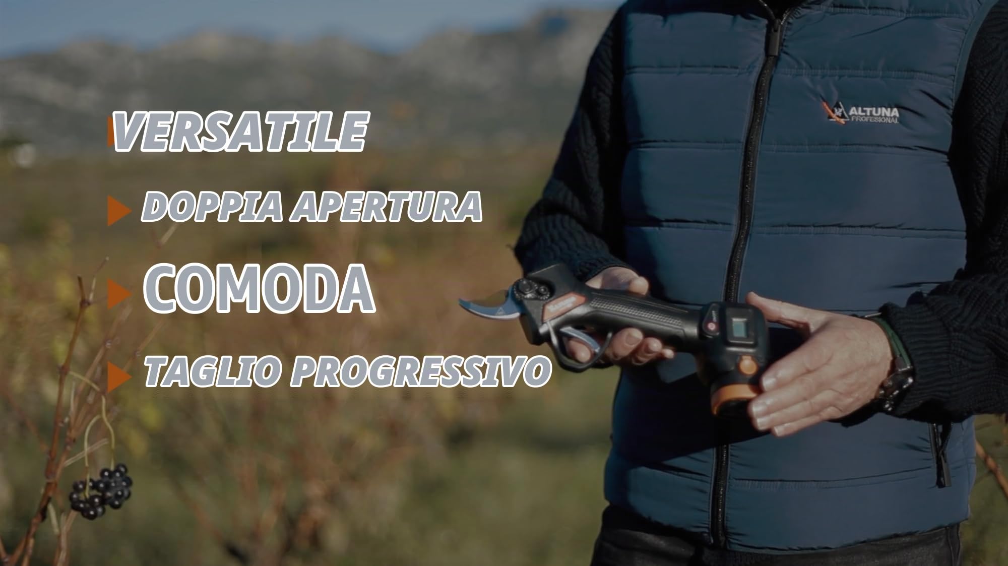 ALTUNA Forbici Elettriche a Batteria 30 mm con Lama in Titanio - ACB30