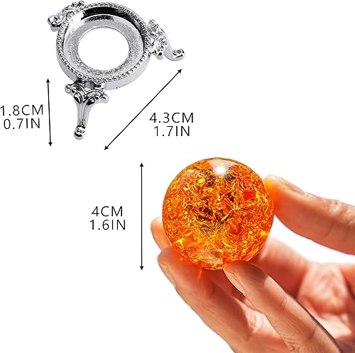 Miniatura 6 de H&D HYALINE & DORA Bola de cristal de cristal,Bola de grieta de hielo de 1.575 in,Bola de cristal decorativa para accesorios de adornos de rocalla,