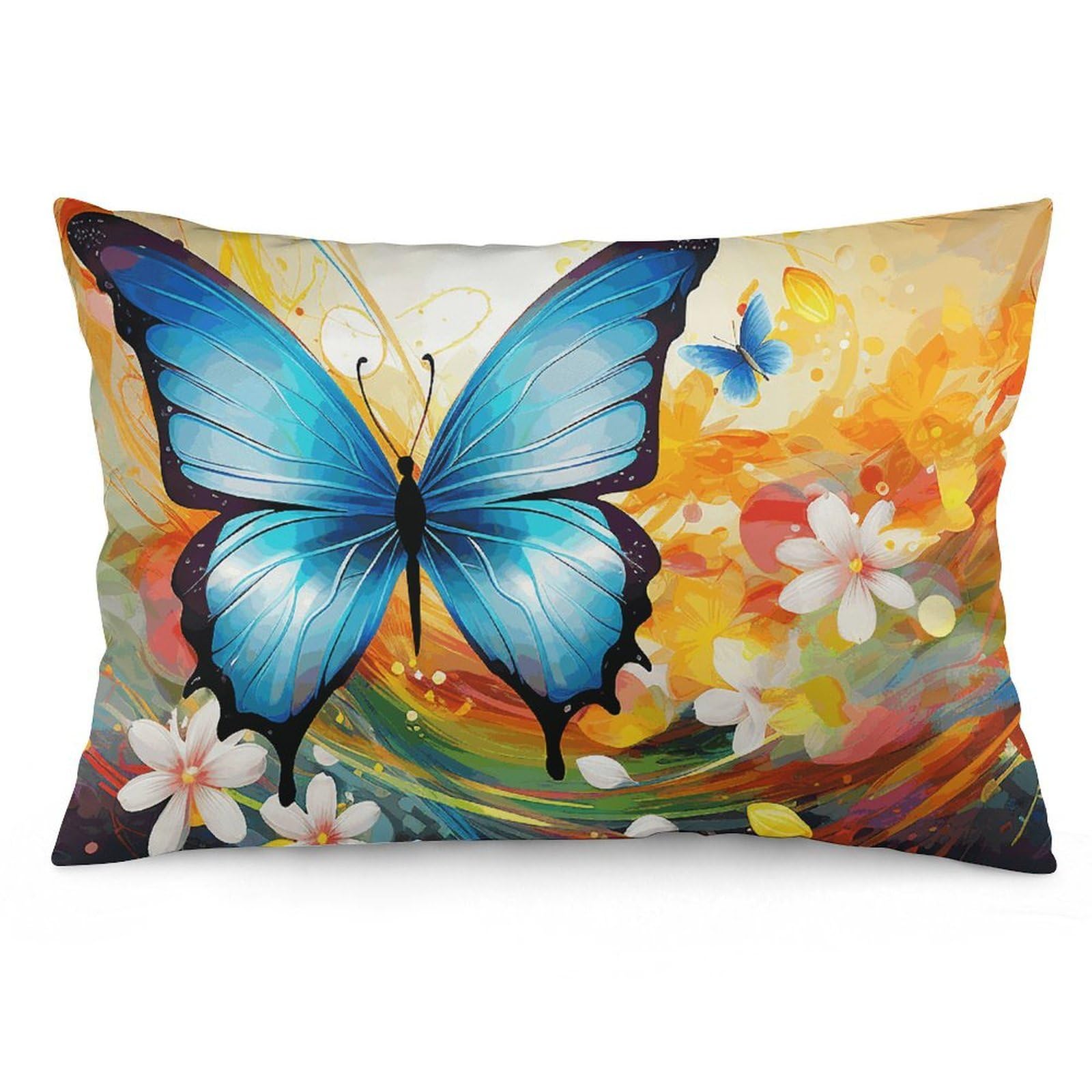 NONHAI 2 Pack Pillow Cases for Hair and Skin, Soft Breathable Pillow Case Covers with Hidden Zipper, Colorful with Butterfly Pillowcase 12 "x20 Pillow Covers for Sleeping Gift
