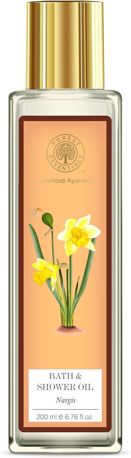 Forest Essentials Nargis Moisture Replenishing Bath and Shower Oil, 200ml