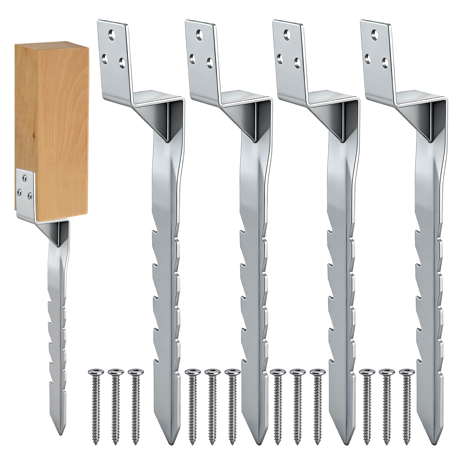 4 Stück EisenBodenhülsen,Einschlaghülse Schaukel Bodenanker, EinschlagPfostenträger aus Feuerverzinkt Stahl,zum Einschlagen Erdanker Bodenanker,für Schaukel，Gartenhaus,Rosenbogen,Zelten und Spielturm