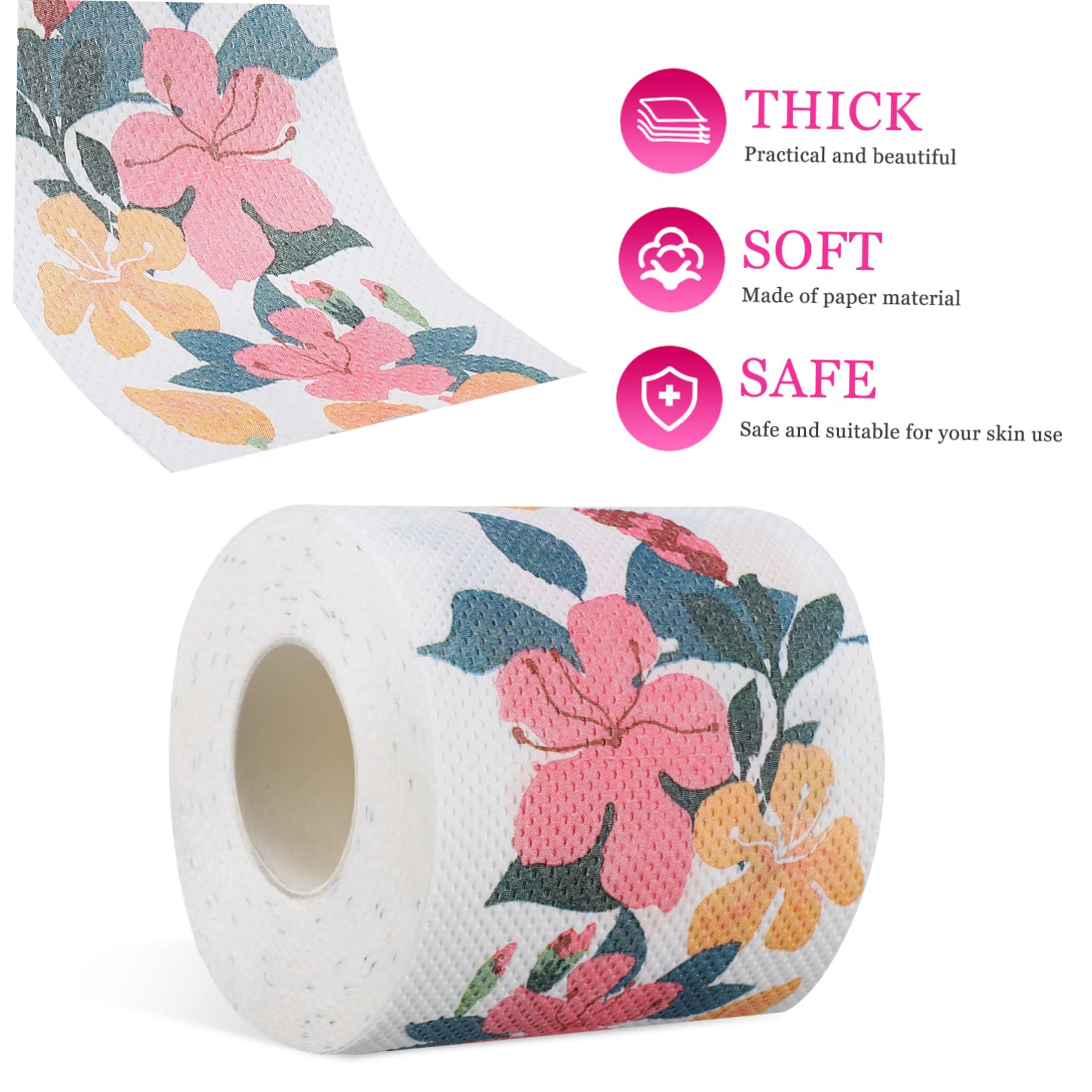 Healvian 2 Rollos de Papel higiénico con Estampado Floral, Agradable al Tacto, para Uso en casa y Oficina