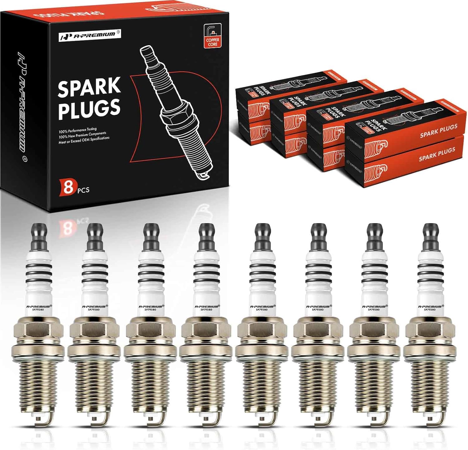 A-Premium Spark Plugs Compatible with Dodge Ram 2500 3500 & Land Rover Range Rover, LR3 & Mercedes-Benz C43 AMG, E500, S420 & Jaguar XJ8, XK8 & Rolls-Royce & Bentley, Pack of 8