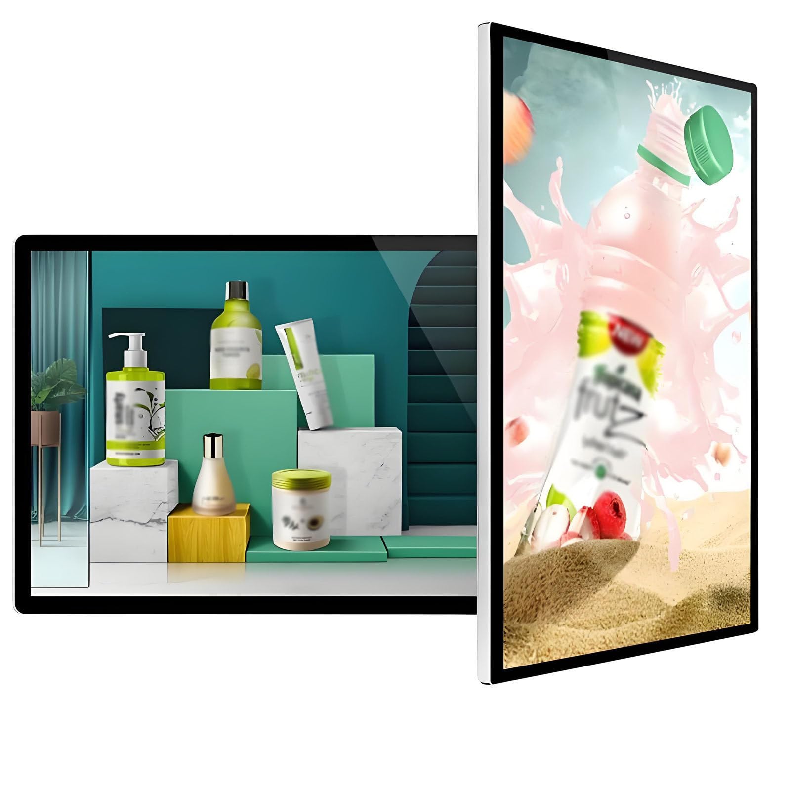 ROGHA Digital Advertising Screen, Commercial Display for Restaurants, Cafes, Salons, Remote Release/USB Release, Landscape/Portrait 23.6inch