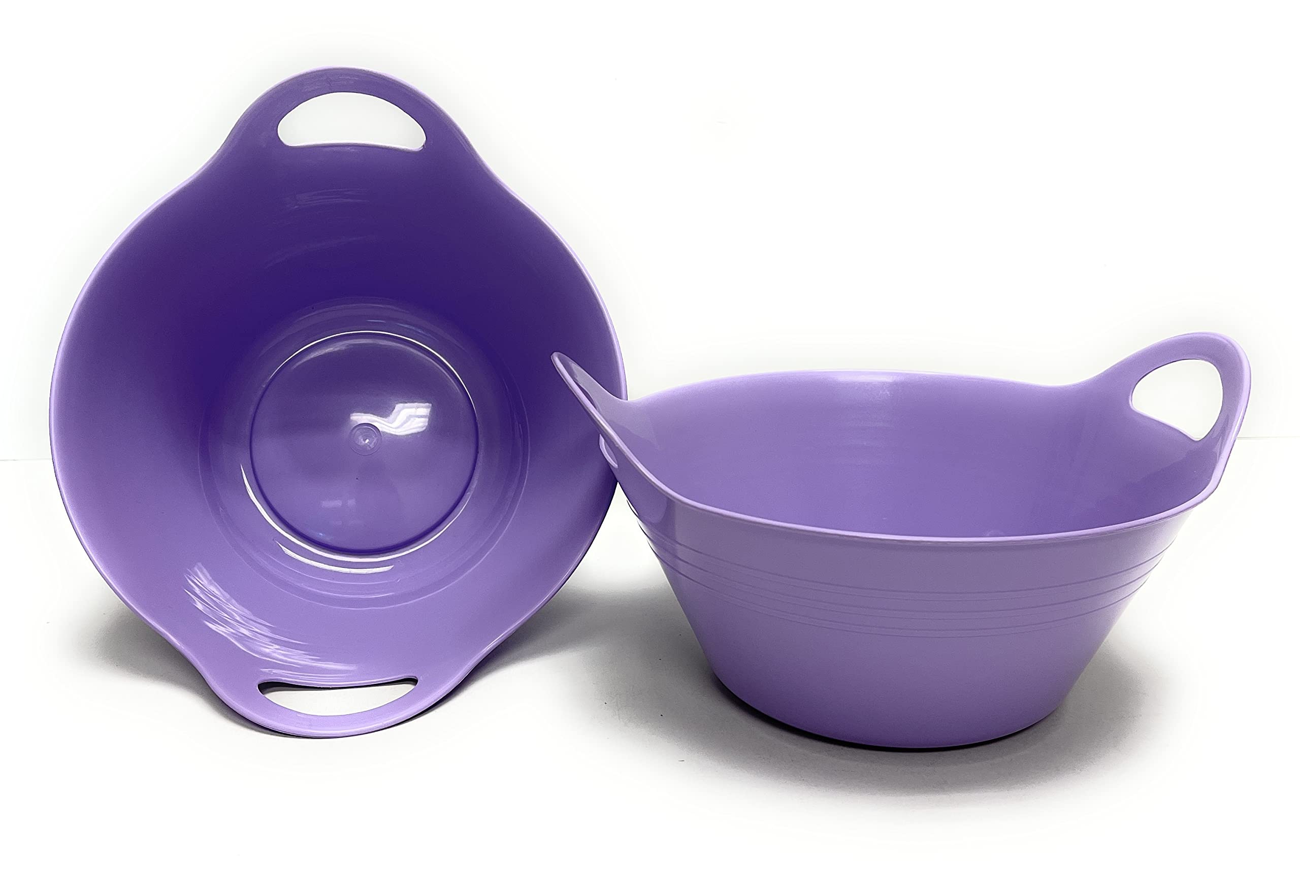 Mintra Home Plastic Bowls with Handles (1.8L Medium 2pk, Lavender)