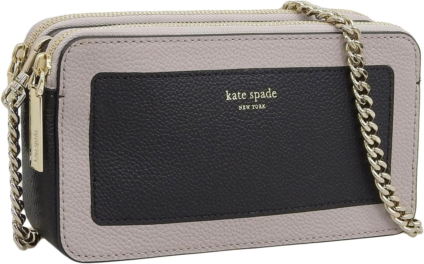 Kate Spade PWRU7132 106 kate spade Women's Shoulder Bag, Outlet, Leather, Black, Gray, margaux double zip mini crossbody
