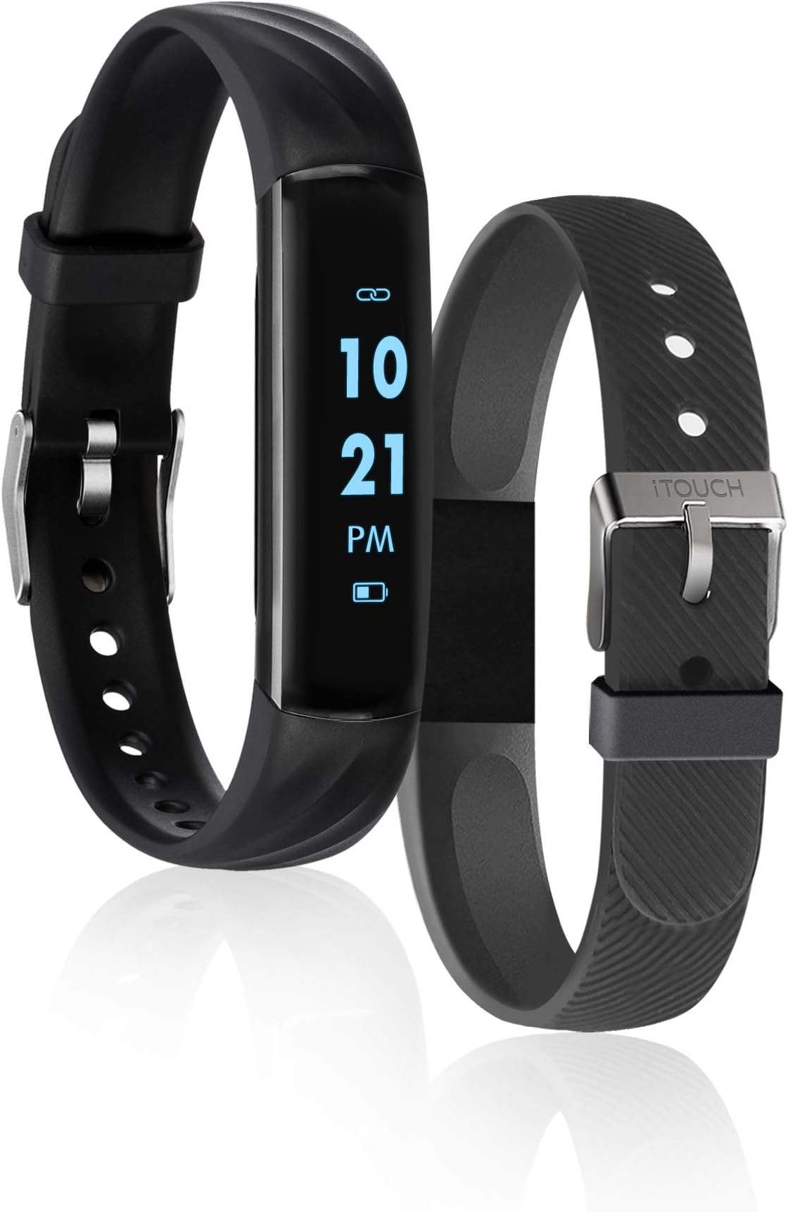 iTouch Slim Waterproof Fitness Activity Tracker, Heart Rate Monitor, Multi-Sports Mode, Pedometer, for Android and iOS Smartphones, Comes with Interchangeable Straps
