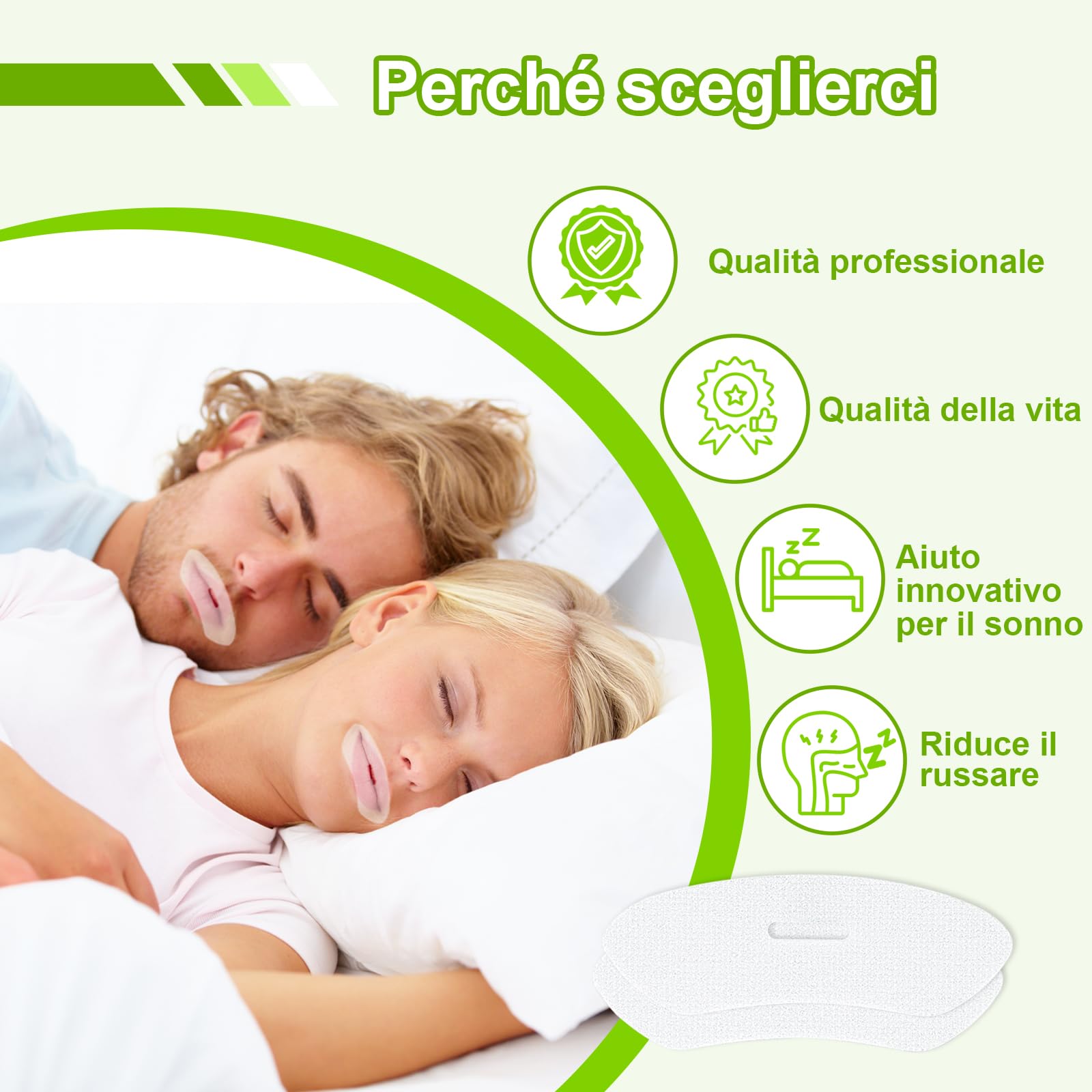 Mouth Tape for sleeping 120 Pezzi, Cerotti Bocca per Dormire per Migliorare le Cattive Abitudini Russare, Mouth Tape for Sleeping, Parlare nel Sonno, Sbavare, Dispositivo - 2