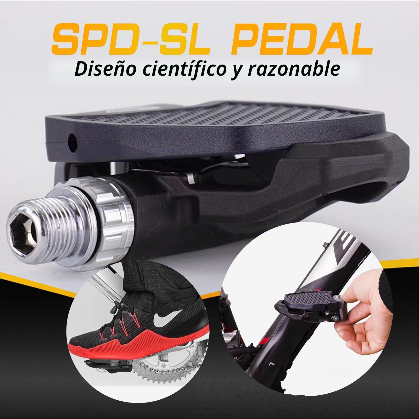 Placa de Pedal Compatible con Shimano SPD-SL sin Clip, Adaptador Universal para Convertir Pedales Automáticos en Pedales Planos, Ligero y Antideslizante, Instalación Rápida y Fácil