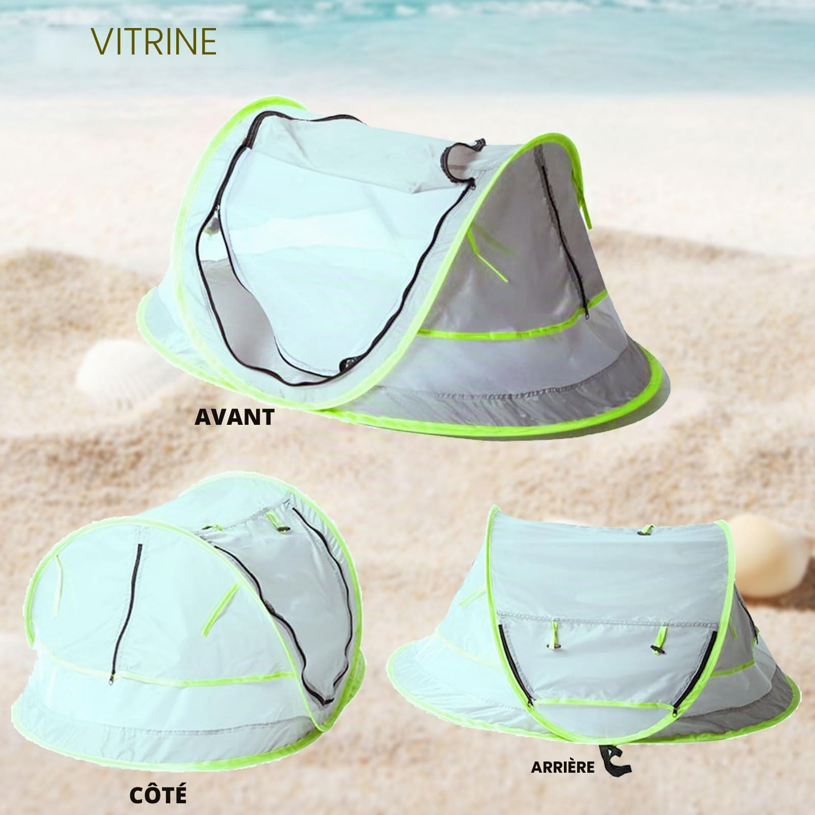 mumisuto Tente De Plage Pop Up Bébé, Tente De Voyage Portable, Protection Solaire UV UPF 50+, avec Sac De Transport Et Piquets pour Plage, Jardin, Camping (Bleu, 109x65x50cm)