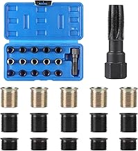 16 Pcs Spark Plug Thread Repair Kit M14 x 1.25 mm, Repair Damaged Spark Plug Thread on Cylinder Heads, Cars and Lawnmowers